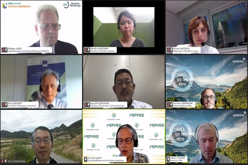 Photo: Pictures of the BJA Webinar: Opportunities for EU & Japan Industrial and Innovation Cooperation in the Circular Economy for Strategic Metals